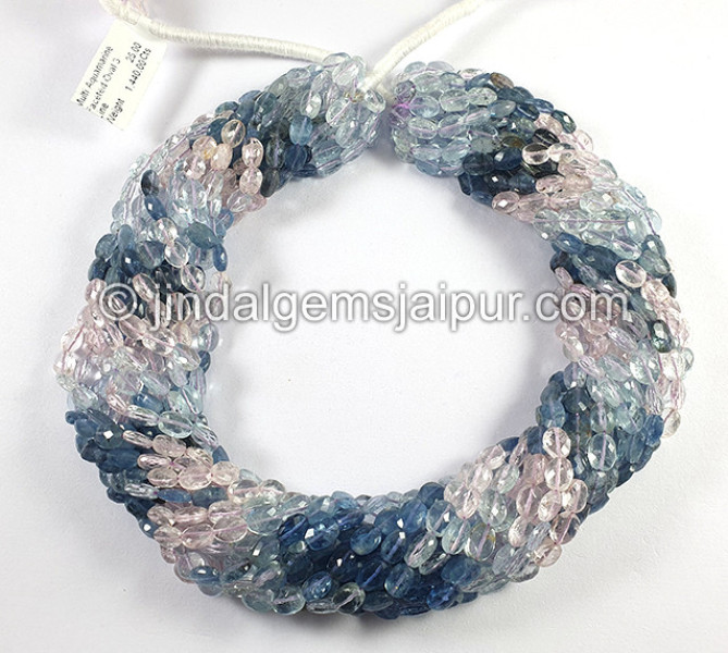 Multi Aquamarine Faceted Oval Shape Beads