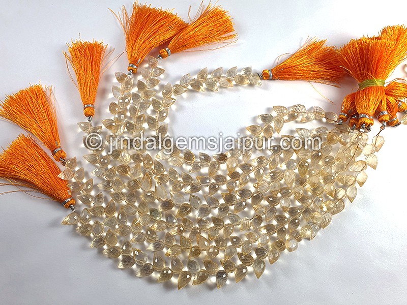 Light Citrine Faceted Tulip Drops Shape Beads