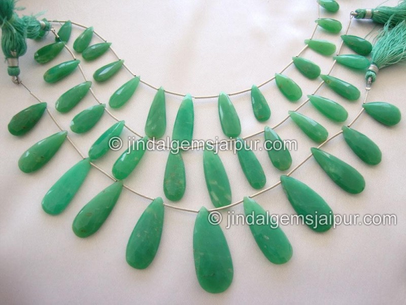 Chrysoprase Faceted Long Pear Shape Beads