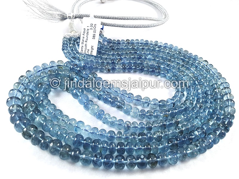 Santa Maria Aquamarine Smooth Roundelle Shape Beads