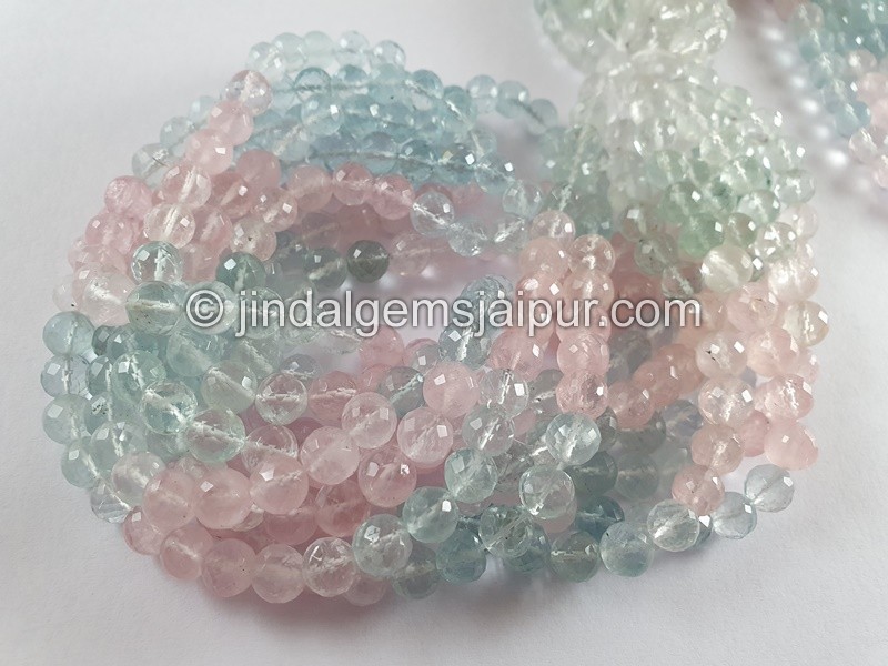 Multi Aquamarine Faceted Round Balls Beads