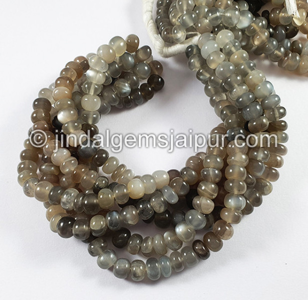Grey Moonstone Smooth Roundelle Shape Beads