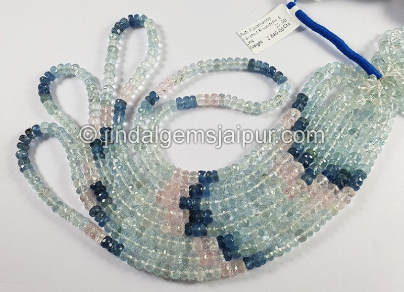 Multi Aquamarine Faceted Roundelle Shape Beads