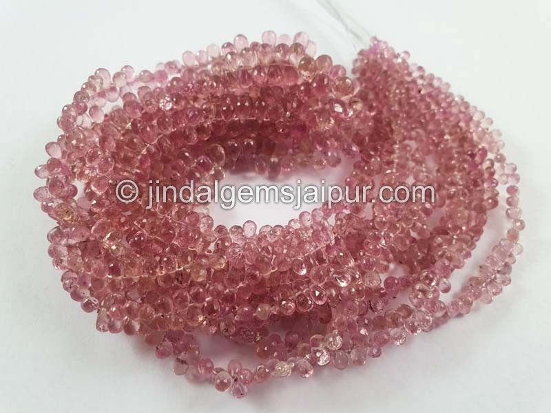 Pink Tourmaline Faceted Drops Beads