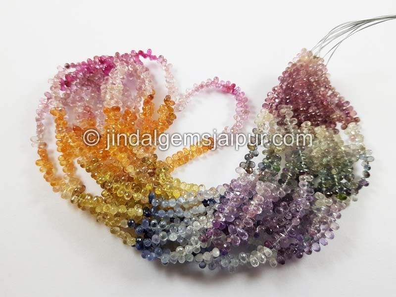 Multi Sapphire Faceted Drops Beads