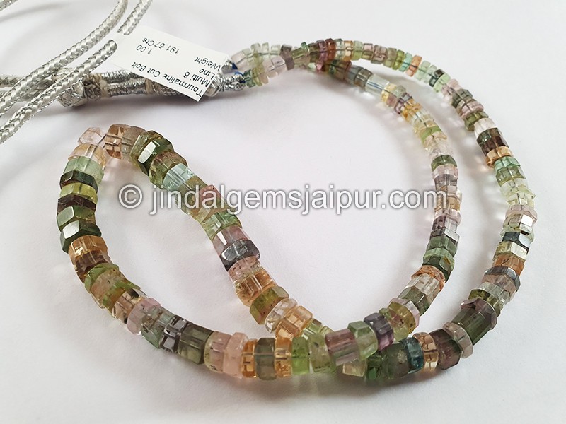 Multi Tourmaline Cut Bolt Shape Beads