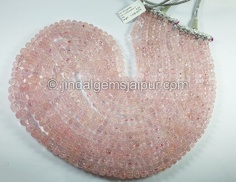 Pink Morganite Carved Pumpkin Shape Beads