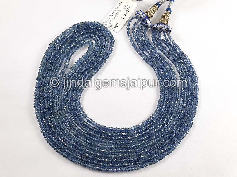 Blue Sapphire Burma Faceted Roundelle Shape Beads