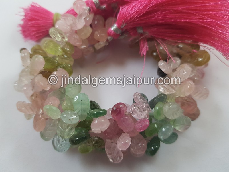 Afghan Tourmaline Carved Pear Beads