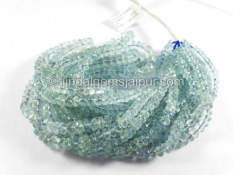 Aquamarine Faceted Roundelle Shape Beads