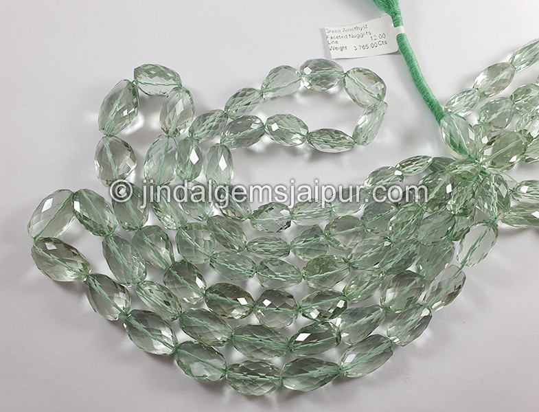 Green Amethyst Faceted Nuggets Shape Beads
