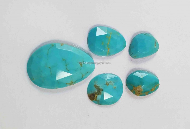 Golden Spiderweb Turquoise Rose Cut Slices