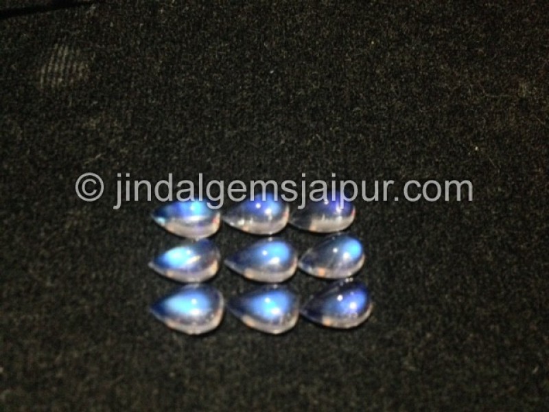 White Rainbow Smooth Pear Cabochon