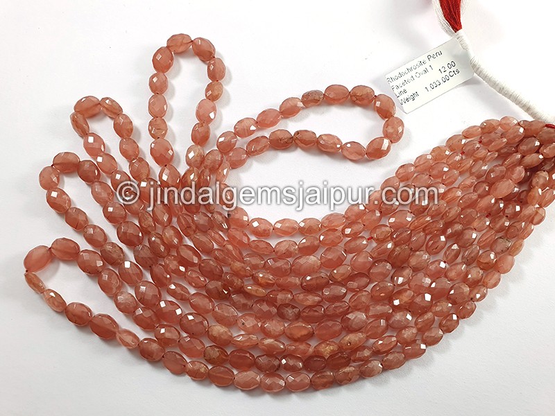 Rhodochrosite Peru Faceted Oval Shape Beads