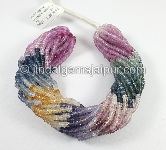 Multi Sapphire Faceted Roundelle Shape Beads