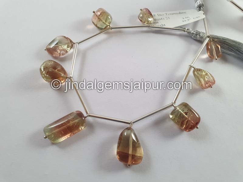 Bi Color Tourmaline Smooth Nugget Beads