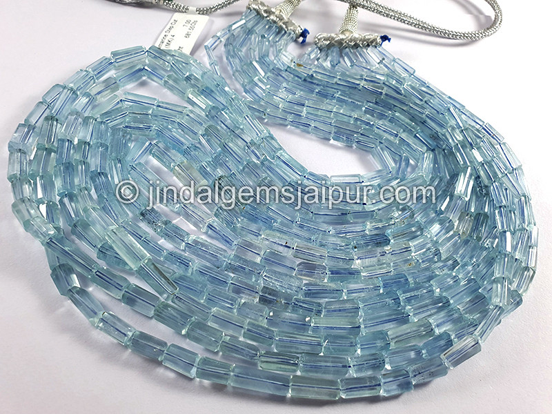Aquamarine Step Cut Pipe Shape Beads