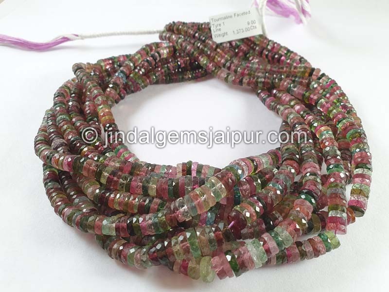 Tourmaline Faceted Tyre Beads
