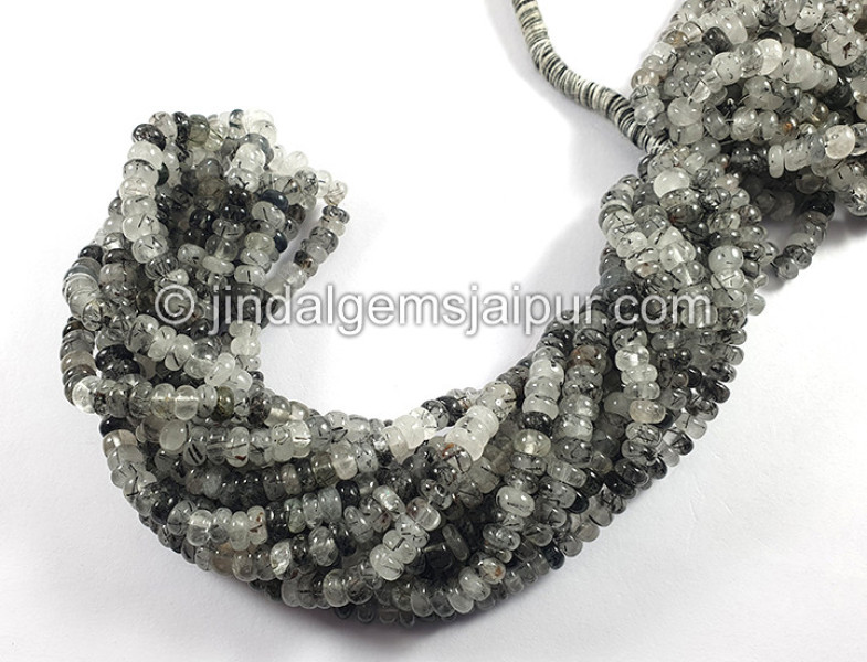Black Rutile Smooth Roundelle Shape Beads