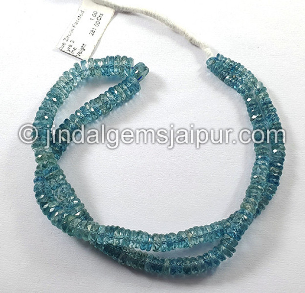 Blue Zircon Faceted Tyre Shape Beads