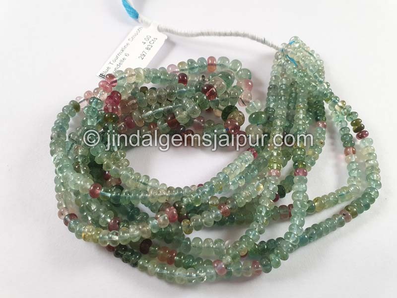 Blue Tourmaline Shaded Smooth Roundelle Beads -- TOURBG175
