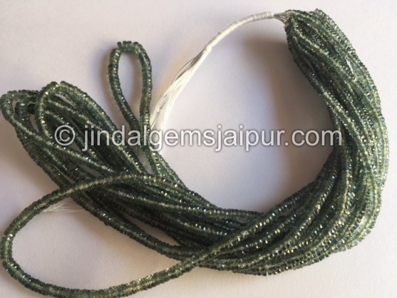 Bluish Green Sapphire Faceted Tyre Beads