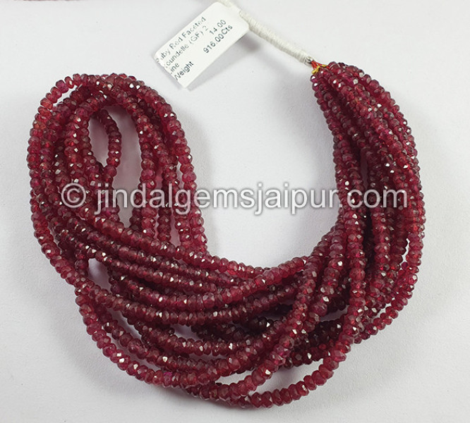 Ruby Red Faceted Roundelle Shape Beads