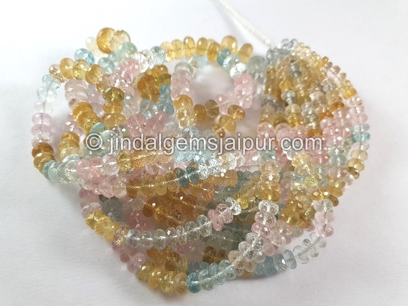 Multi Aquamarine Big Faceted Roundelle Beads
