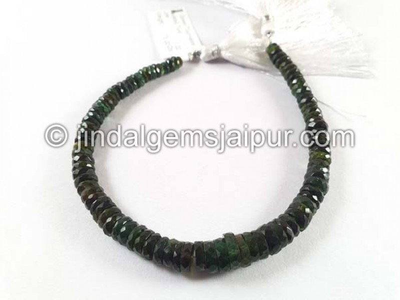 Green Tourmaline Faceted Tyre Beads