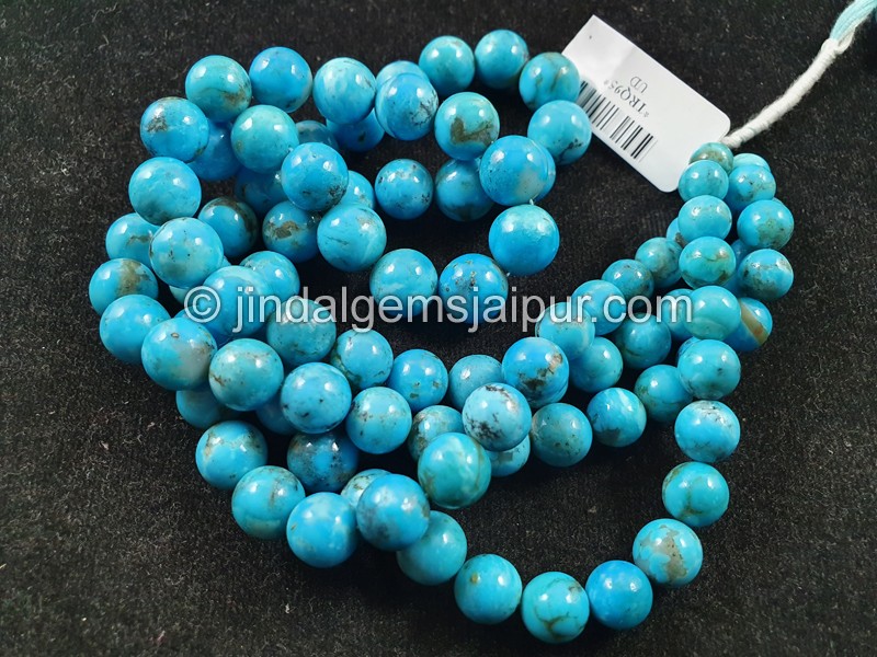 Sleeping Beauty Turquoise Far Smooth Round Beads