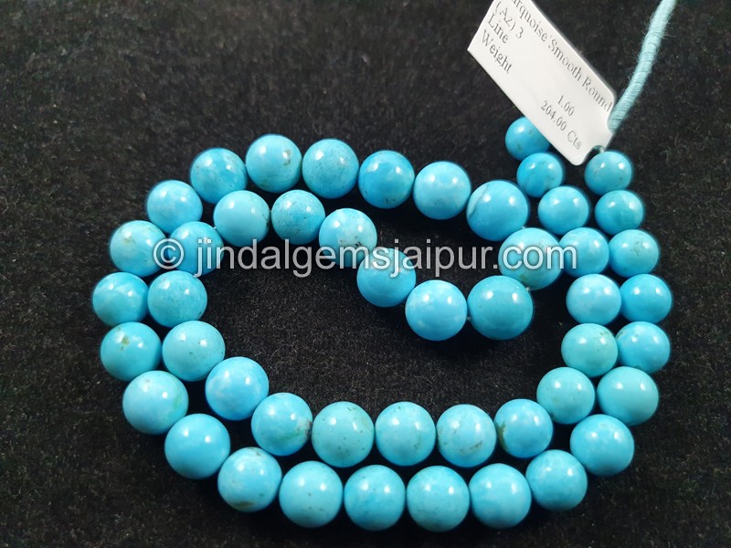 Sleeping Beauty Turquoise Far Smooth Round Beads