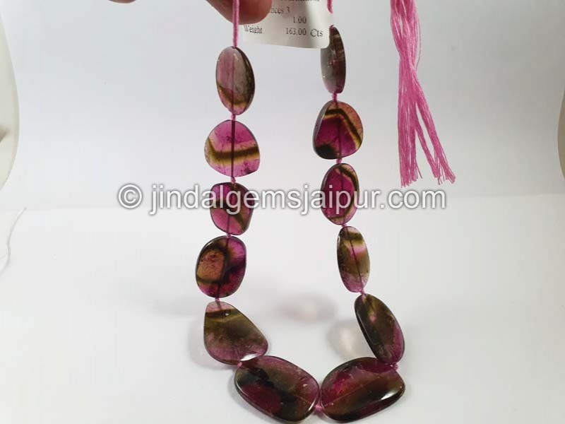 Watermelon Tourmaline Smooth Slices Beads