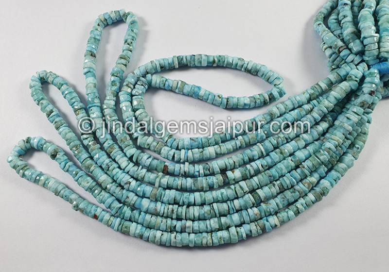 Larimar Faceted Coated Tyre Shape Beads