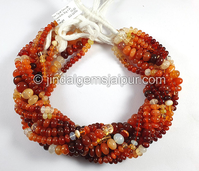 Fire Opal Smooth Roundelle Shape Beads