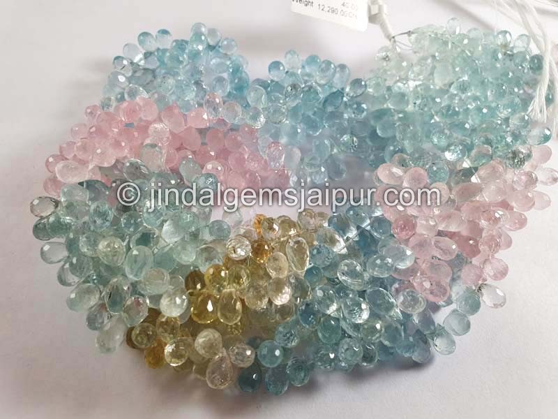 Multi Aquamarine Faceted Drops Shape Beads