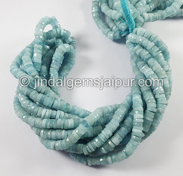 Aquamarine Stabilized Faceted Tyre Shape Beads