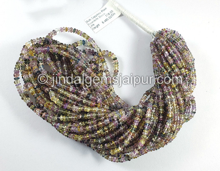 Multi Sapphire Smooth Roundelle Disco Beads