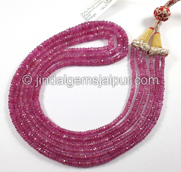 Ruby Mozambique Faceted Roundelle Shape Beads