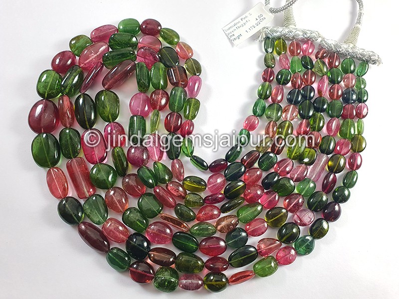 Tourmaline Pink And Green Smooth Nuggets Shape Beads