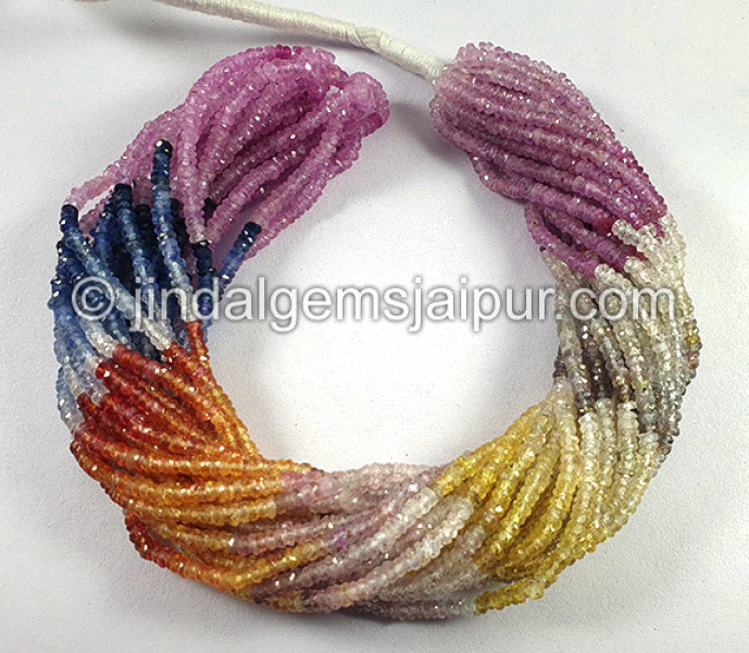 Multi Sapphire Faceted Roundelle Shape Beads