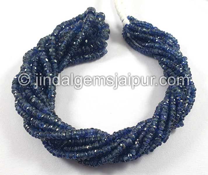 Blue Sapphire Faceted Roundelle Shape Beads
