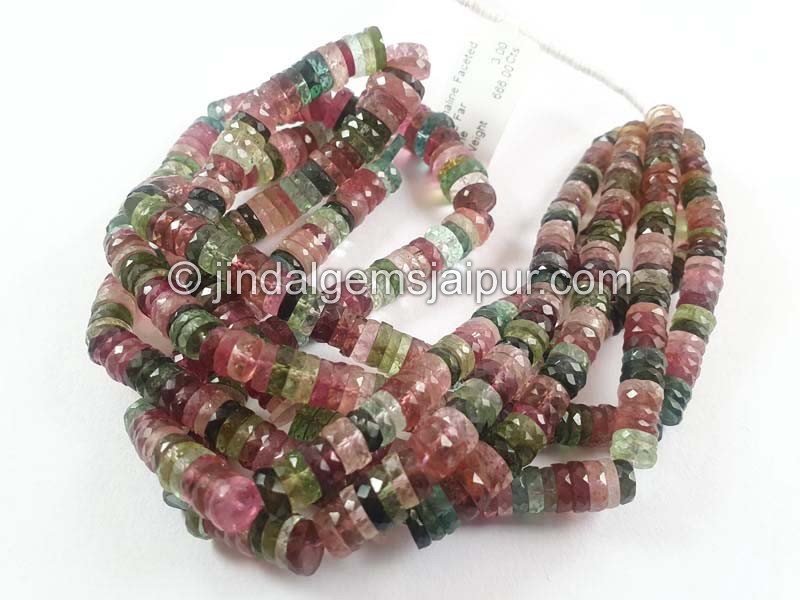 Tourmaline Faceted Tyre Beads