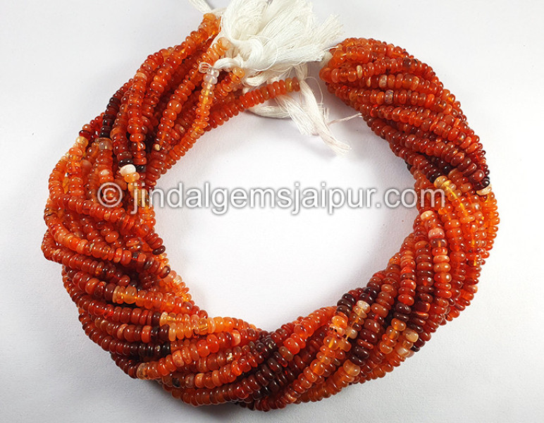 Fire Opal Smooth Roundelle Shape Beads