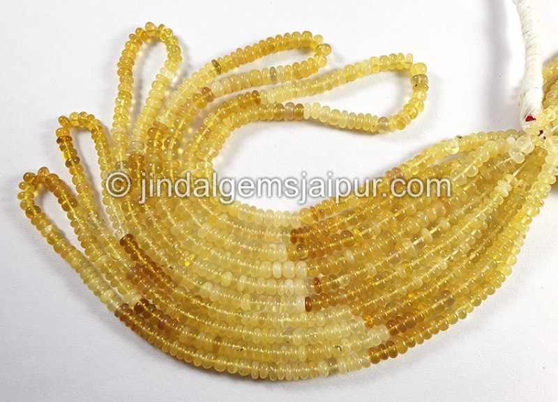Yellow Opal Smooth Roundelle Shape Small Beads
