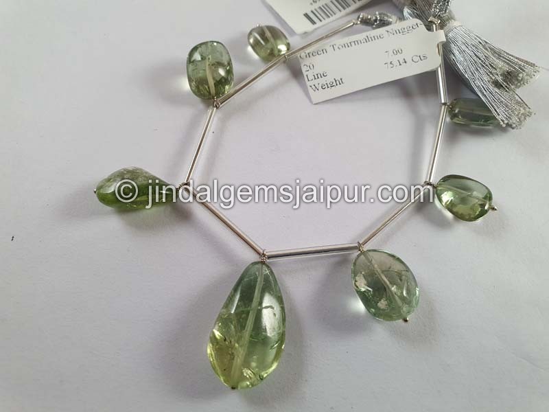 Bluish Green Tourmaline Smooth Nugget Beads
