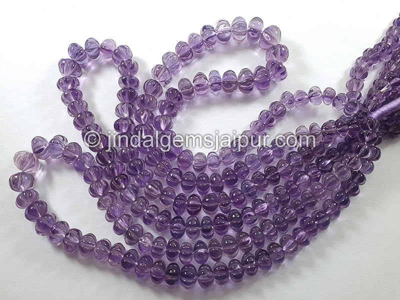 Pink Amethyst Carved Pumpkin Shape Deep Beads