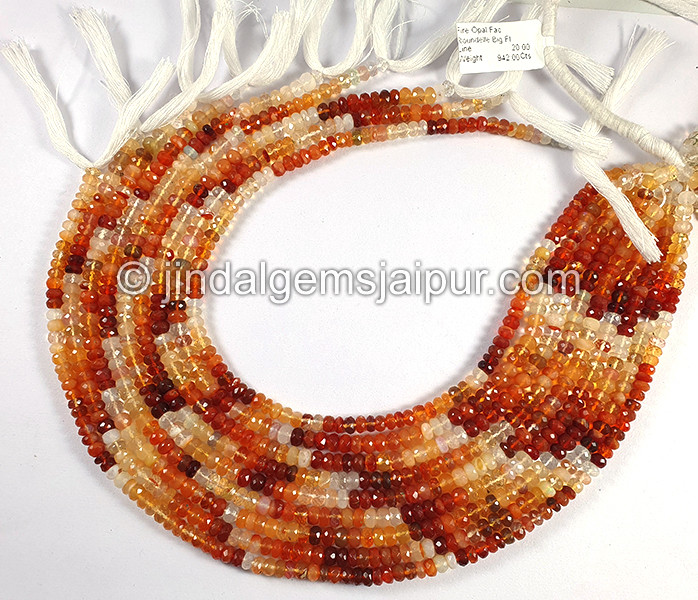 Fire Opal Faceted Roundelle Shape Small Beads