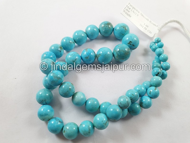 Golden Spiderweb Turquoise Smooth Round Ball Beads -- TRQ227