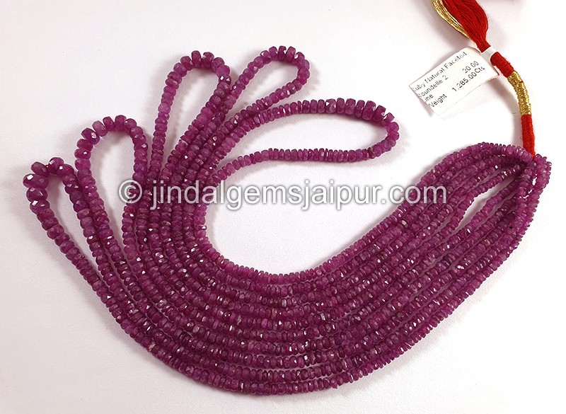 Ruby Natural Faceted Roundelle Shape Beads