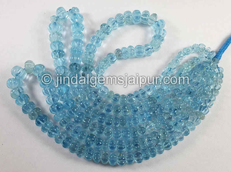 Sky Blue Topaz Carved Pumpkin Shape Beads